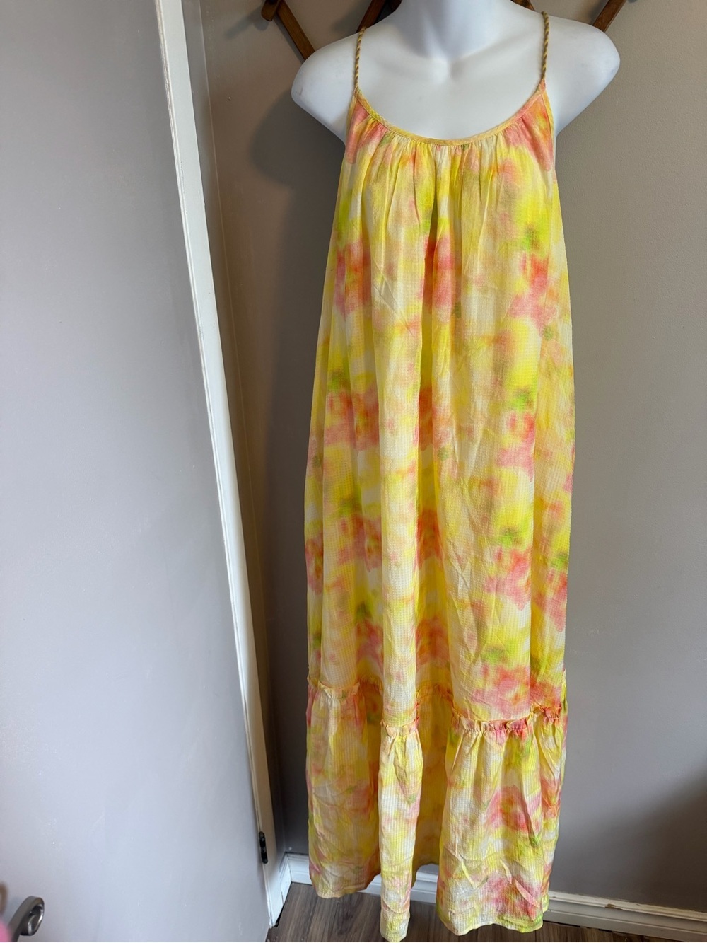 NWT Yellow Watercolor Scotch & Soda Park in Bloom Cami Maxi Dress Size 6 / S